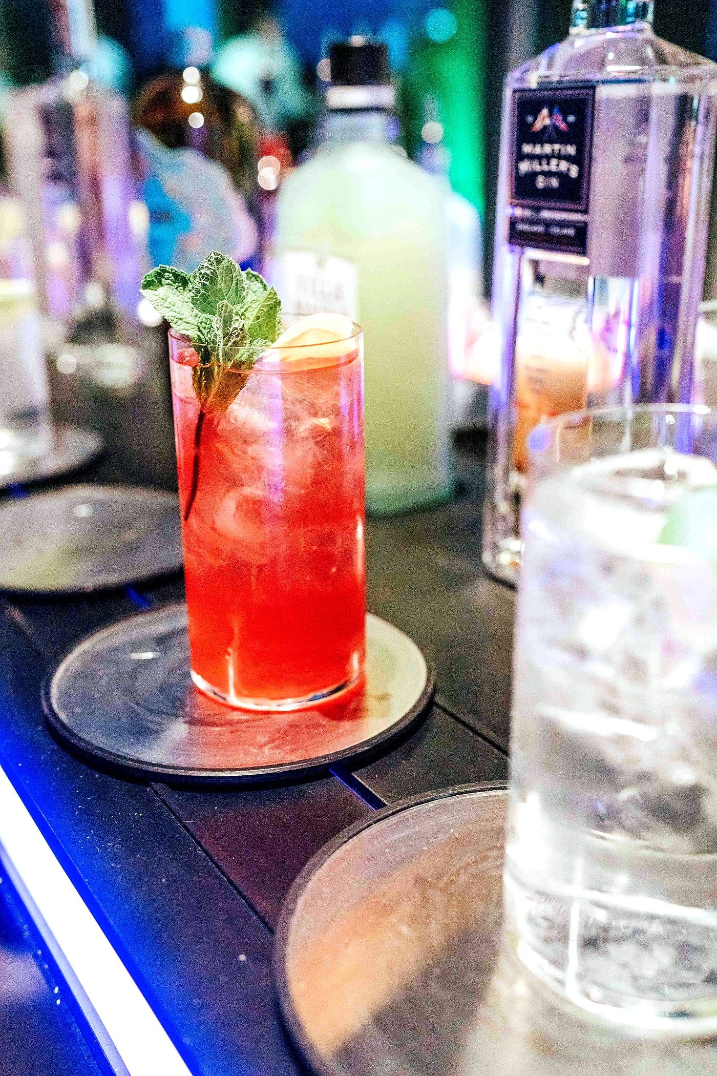 Longdrink mit Eis und frischer Garnitur
